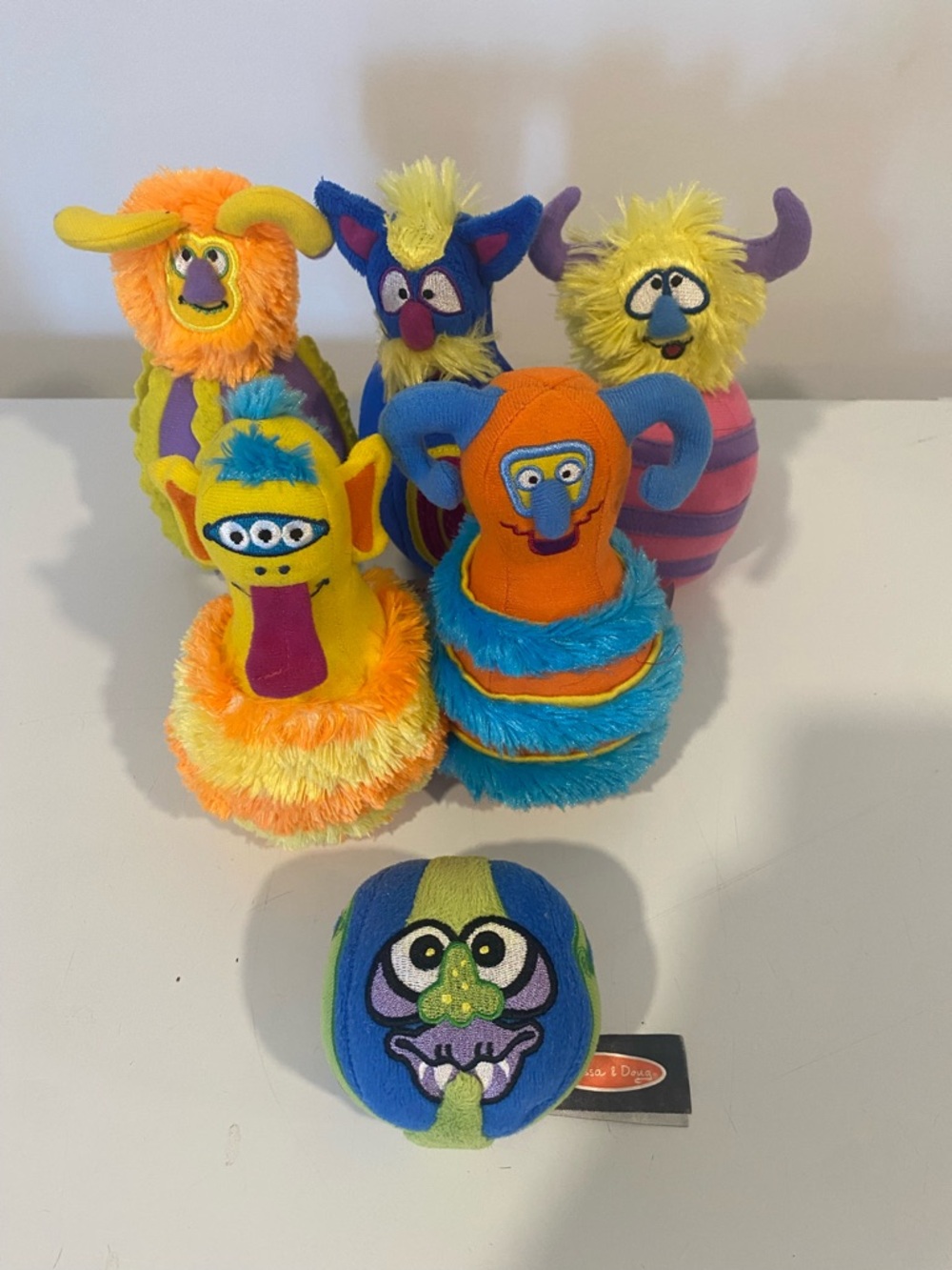 Melissa & Doug Fuzzy Monster Bowling Set Plush Pins Ball 6 Piece